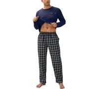 Ekouaer Pijama Hombre Invierno Algodon Pijamas Largo Hombre S-XXL Azul-1 XL