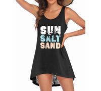 Ekouaer - playera sin mangas para mujer, vestido de playa con estampado, A-black-coconut Palm, Chica