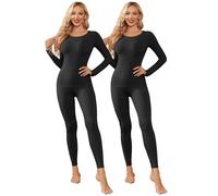 Ekouaer Ropa Termica Mujer Manga Larga Camiseta y Pantalon,Ropa Interior para esquí, 2 Negro, M