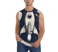 EKPASVC Camisas sin mangas con estampado Rocket in Space para hombre, camisas de entrenamiento de verano, perfectas para correr, ciclismo, Negro, L