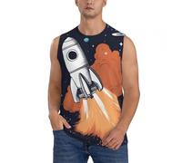 EKPASVC Camisas sin mangas con estampado Rocket in Space para hombre, camisas de entrenamiento de verano, perfectas para correr, ciclismo, Negro, 3XL