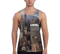 EKPASVC New York Fashion City Print - Camiseta sin mangas para hombre, perfecta para verano, fitness y uso casual, Negro, XL