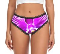 EKPASVC Orchid Flower - Calzoncillos de encaje para mujer, Negro, S