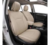 EKR Cobertura Completa de Piel sintética, Ajuste Exacto para Asiento de Coche, Funda para Asiento Delantero y Trasero para Subaru Outback 2015 2016 2017 2018 2019, Compatible con airbag, Color Beige