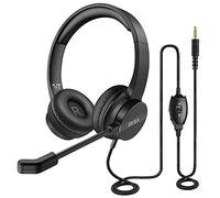 EKSA Auriculares con micrófono para Laptop, Auriculares de teléfono con Cable de 3.5 mm con Controles de Volumen y Silencio de micrófono, Ligeros y cómodos Durante Todo el día para el hogar, Oficina