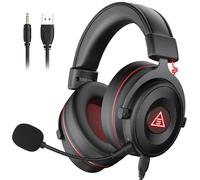 EKSA Auriculares Gaming con Cable, Cascos Gaming con Microfono y Cancelacion de Ruido, 7.1 Sonido, Luz LED,Gaming Headset para PC/Switch / PS4 / PS5 / Xbox One Rojo
