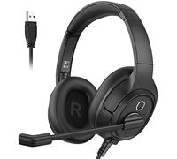EKSA Auriculares USB con Micrófono, Cascos con Microfono Cancelación de Ruido, Control de Audio, Auriculares con Cable y Microfono para PC Portátil/Call Center/Oficina/Zoom/Teletrabajo/Teleoperador