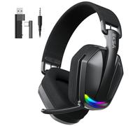 EKSA G19 BT Cascos Gaming Inalambricos para PC/Ps5/Ps4, Auriculares Gaming Inalambricos, 2.4 GHz & BT 5.4 Modo Dual, Cascos con Microfono, Cascos con Luz RGB, Duración 25Hr+
