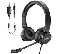 EKSA H12 PC Auriculares con Micrófono, Cascos de 3,5mm con Interruptor de Silencio y Control de Volumen, Sonido Estéreo Claro, Cascos con Microfono PC/Office/Call Center/Office/Skype