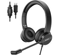 EKSA H12E PC Auriculares con Micrófono, Headset de USB con Interruptor de Silencio y Control de Volumen, Sonido Estéreo Claro, Cascos con Microfono PC/Office/Call Center/Office/Skype/Zoom/Webinar