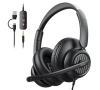 EKSA H8 Auriculares USB con micrófono,Cascos con Microfono Cancelación de Ruido,Controles en Línea, Auriculares con Cable 3.5mm/USB A+C para Centro de Llamadas/Oficina/Zoom