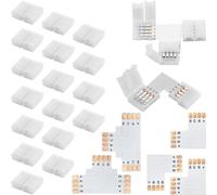 EKSAVE Conectores de tira de luz LED RGB de 4 pines, 2 piezas en forma de T + 3 piezas en forma de L + 5 piezas sin espacios para tira LED multicolor SMD 5050