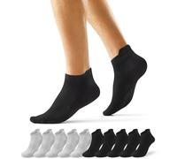 EKSHER 10 Pares Calcetines Hombre Verano Calcetines Tobilleros Mujer Cortos Deporte Algodón Algodon Deportivos Running Antiampollas Finos Gris Negro Negros 43-46
