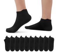 EKSHER 10 Pares Calcetines Tobilleros Hombre Mujer, Calcetines Transpirables Algodón Cortos Deportivos Negro 43-46