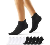 EKSHER 10 Pares Calcetines Tobilleros Hombre Verano Calcetines Cortos Mujer Deporte Algodón Algodon Deportivos Running Antiampollas Finos Negro Negros Blanco Blancos 43-46