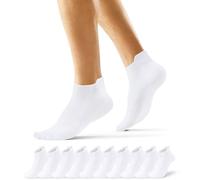 EKSHER 10 Pares Calcetines Tobilleros Mujer Calcetines Cortos Hombre Verano Deporte Algodón Algodon Deportivos Running Antiampollas Finos Blanco Blancos 35-38