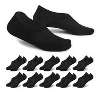 EKSHER 10 pares de calcetines invisibles para hombre y mujer, de algodón, antideslizantes, transpirables, 10 pares, 10×black, 43-46