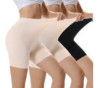 EKSHER Bragas Pantalon Mujer Deporte Pantalones Cortos Antirozaduras Short Debajo de Vestido Running Yoga Pack de 3 Beige Beige Negro L