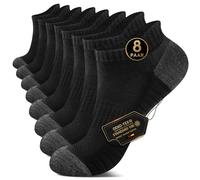 EKSHER Calcetines deportivos Hombre Mujer de rizo, calcetines de tenis, calcetines para correr, de algodón, transpirables Unisex 8 Pares, Negro 43-46