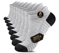 EKSHER Calcetines deportivos Hombre Mujer de rizo, calcetines de tenis, calcetines para correr, de algodón, transpirables Unisex 8 Pares, Grigio chiaro 39-42
