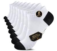 EKSHER Calcetines deportivos Hombre Mujer de rizo, calcetines de tenis, calcetines para correr, de algodón, transpirables Unisex 8 Pares, Blanco 39-42