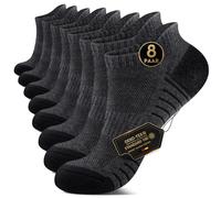 EKSHER Calcetines deportivos Hombre Mujer de rizo, calcetines de tenis, calcetines para correr, de algodón, transpirables Unisex 8 Pares, Grigio scuro 39-42