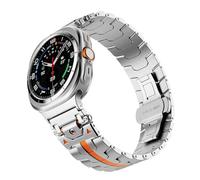 EKSIL Correa de acero inoxidable de lujo para Samsung Galaxy Watch Ultra, banda de conector de Metal sin huecos de 47mm para pulsera GALAXY WATCH 47 ULTRA(Titanium orange)