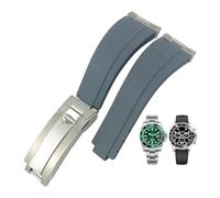 EKSIL Correa de reloj de goma de grano de acero adecuada para correa Rolex Submariner SUB GMT Ditongna 20 mm, Silver Gold-end