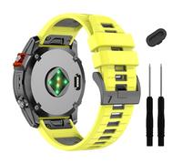 EKSIL Correa de reloj Quickfit Fenix 7X 6X Pro 5X Plus de 26 mm, correa de silicona suave para Garmin Enduro 2/Descent MK2i/MK3i 51 mm/Tactix 7Pro/Epix Pro 51 mm(Yellow Grey)