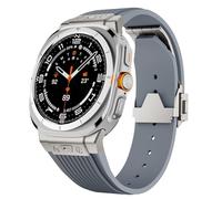 EKSIL Correa de silicona de extremo curvo de Metal de lujo para Samsung Galaxy Watch 7 Ultra 47mm Correa deportiva para Galaxy 7 Ultra 47mm pulsera sin huecos(Grey Ti)