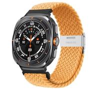 EKSIL Para Galaxy Watch Ultra 47 mm Correas de reloj Nylon Elástico Trenzado Solo Loop Correa Pulsera(Yellow)