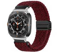 EKSIL Para Samsung Galaxy Watch Ultra Correa 47mm accesorios magnético Nylon trenzado pulsera deportiva Correa Galaxy Watch 7 Ultra Band(Black Red)