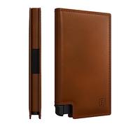 Ekster Cartera de cuero reciclado del Parlamento | Carteras minimalistas para hombres con capa de bloqueo RFID | Tarjetero delgado e inteligente para hombre con botón pulsador, arena, Inteligente