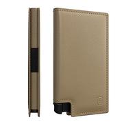 Ekster Parliament - Cartera minimalista de cuero con bloqueo RFID para hombre, diseñada para un acceso rápido a las tarjetas con botón pulsador, Beige fresado, Minimalista