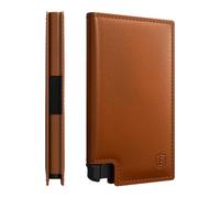 Ekster Parliament - Cartera minimalista de cuero con bloqueo RFID para hombre, diseñada para un acceso rápido a las tarjetas con botón pulsador, Caramelo, Minimalista
