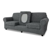 Ektorp - Elegante funda elástica para sofá con fundas de cojín antideslizantes, protector de sofá para 3 asientos grandes, cambio de imagen de muebles gris oscuro