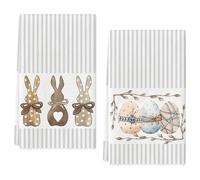 Ekukeon 2 Toallas de Cocina Pascua,Paños de Cocina,Trapos Cocina con Conejo de Pascua y Huevos de Pascua,para Decoracion Pascua Primavera,40 x 60cm