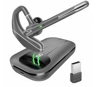 EKVANBEL V5.3 - Auriculares Bluetooth mono manos libres, funda de carga recargable de 1000 mAh, tiempo de conversación de hasta 96 horas, micrófono dual con aislamiento de ruido para PC móvil