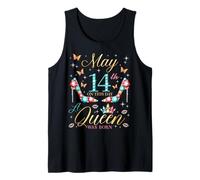 El 14 de Mayo nació una Reina el 14 de Mayo Cumpleaños Mujeres Niñas Camiseta sin Mangas