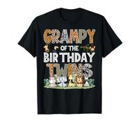 El abuelo de los gemelos de cumpleaños Safari Wild One Zoo Animal Camiseta