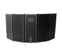 El aislamiento se puede fijar en un soporte de micrófono de escritorio o mesa, robustez, altura de panel de 11.0 pulgadas, rendimiento de larga duración