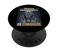 El Alfa no compite Él Conquista Divertido Alfa Lobo Meme PopSockets PopGrip Adhesivo