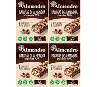 El Almendro, Barritas de Almendra y Chocolate Negro 70%, Barritas Energeticas, 4 porciones de 25 Gramos, 100 Gramos (Paquete de 4)