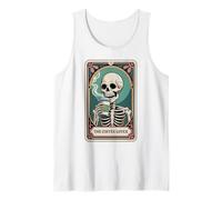 El Amante del Café Tarot Tarjeta Esqueleto Café Divertido Camiseta sin Mangas