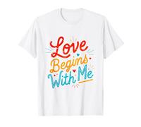 El Amor Comienza Conmigo Diseño tipográfico Dibujado a Mano con Corazones Camiseta