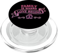 El Amor Comienza en la Familia. Diseño de Cita Sentimental. PopSockets PopGrip para MagSafe