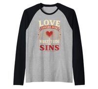 El Amor Cubre pecados Pedro 4 8 versículo bíblico Camiseta Manga Raglan