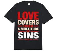 El Amor Cubre pecados Pedro 4 8 versículo bíblico Comfort Colors Adult Heavyweight T-Shirt