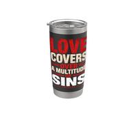 El amor cubre pecados Pedro 4 8 versículo bíblico Vaso térmico de acero inoxidable de doble pared