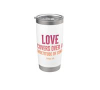El amor cubre pecados Pedro 4 8 versículo bíblico Vaso térmico de acero inoxidable de doble pared